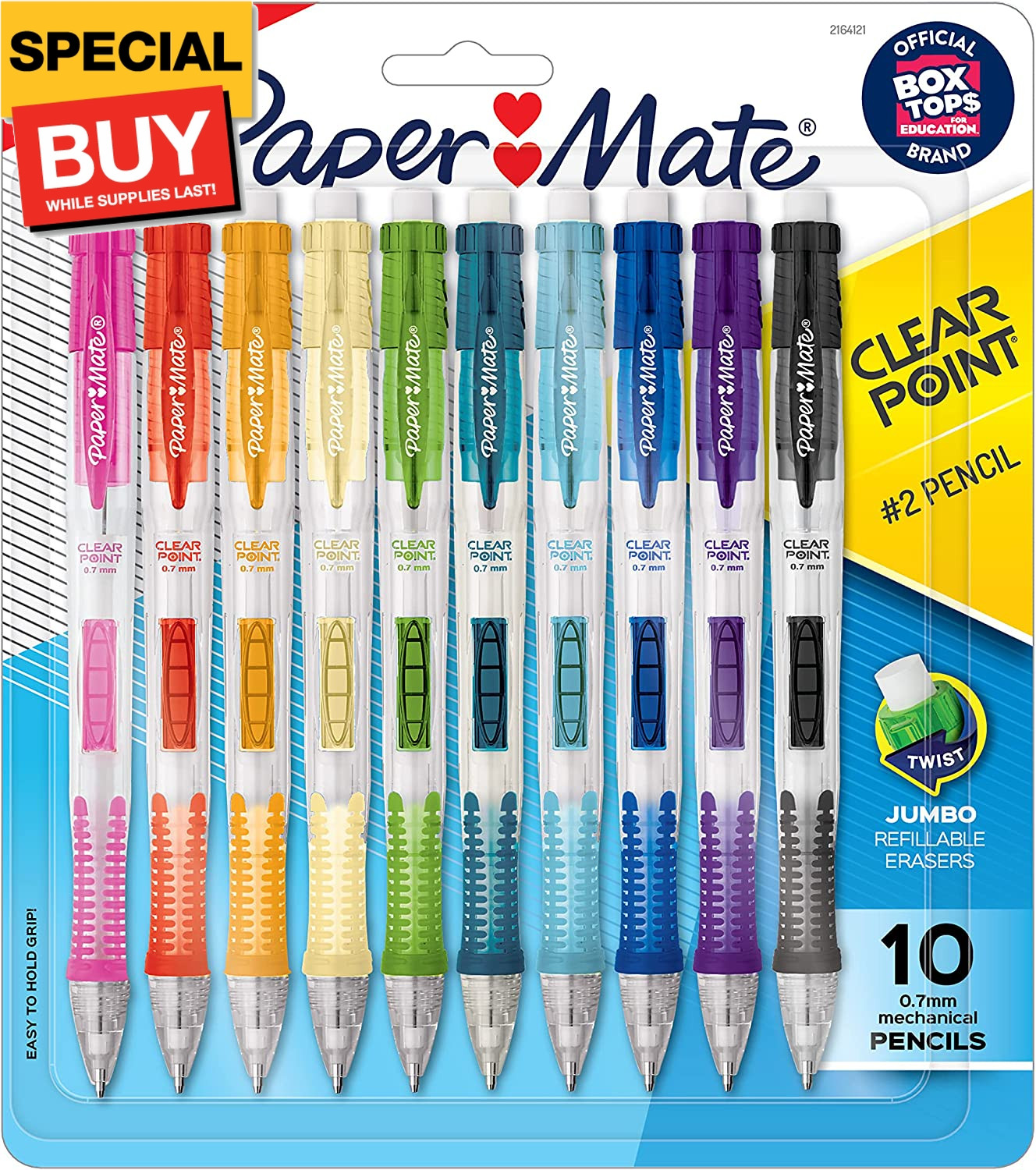 Clearpoint Mechanical Pencils 0.7mm, HB #2 Pencil Lead, 2 Pencils, School Suppli