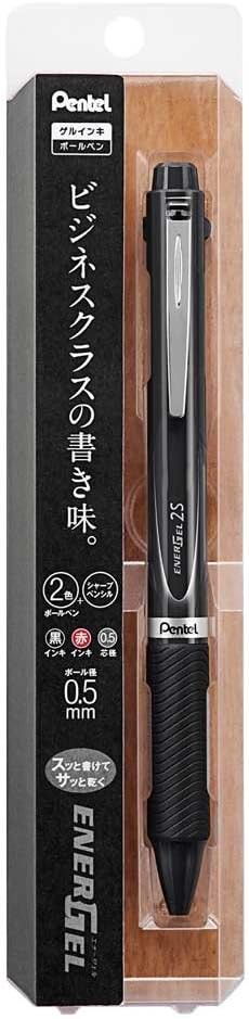 Pentel 0.5mm 2-Color Gel Ink & Mechanical Pencil Multi Pen Black XBLW355A