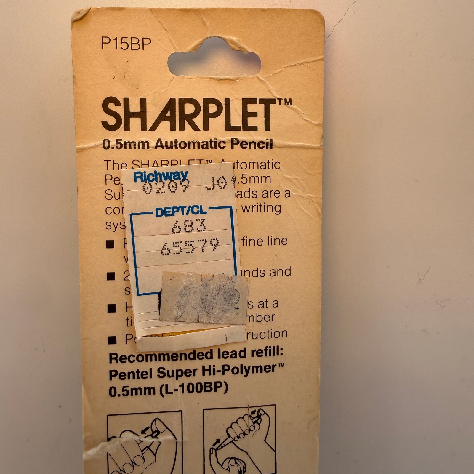 Pentel Sharplet Mechanical Pencil 0.5mm Yellow Vintage P15BP New Extra Fine Line