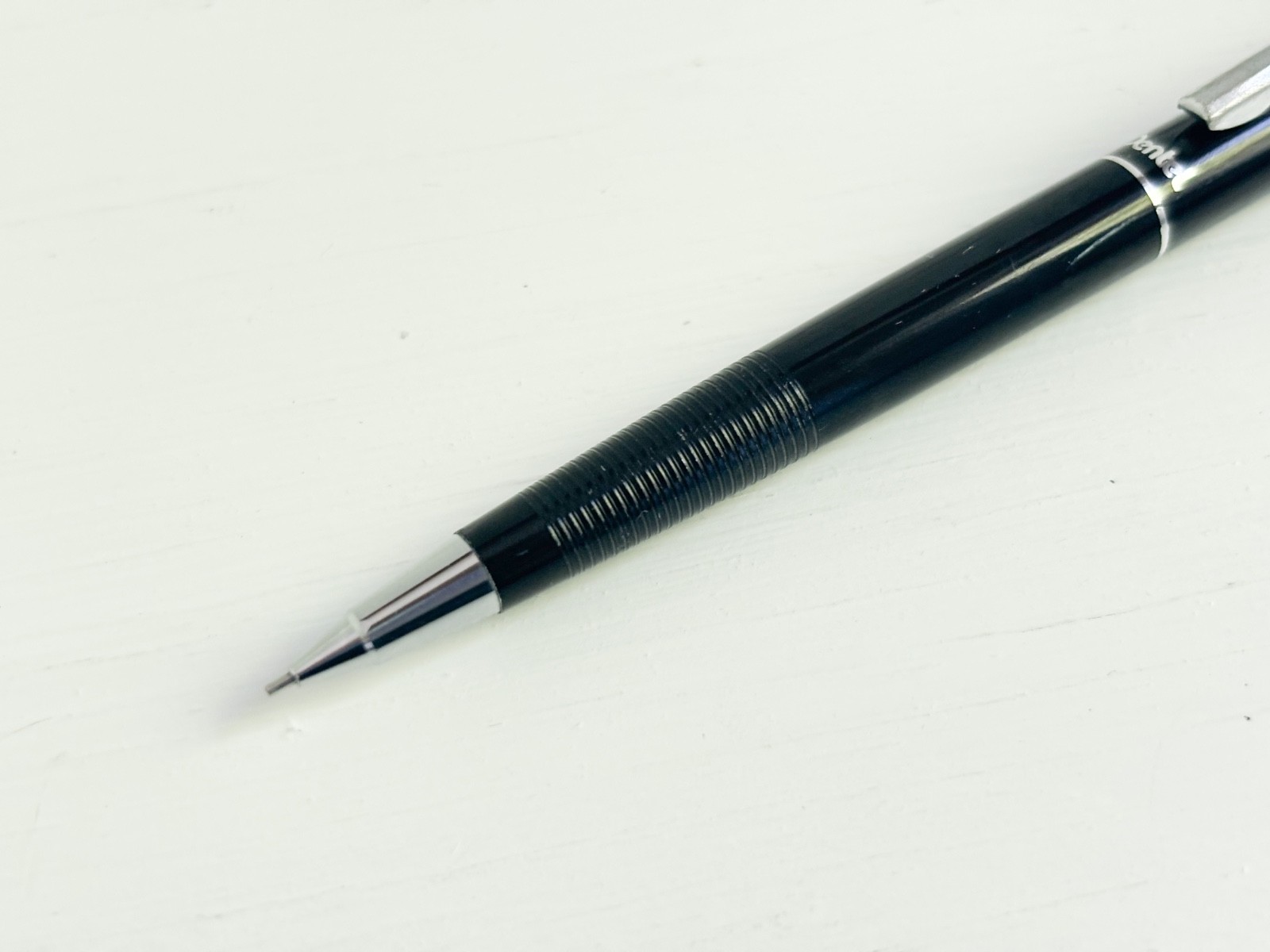 Pentel Japan Vintage 1980s Metal Barrel Mechanical Pencil Chrome Details .5mm
