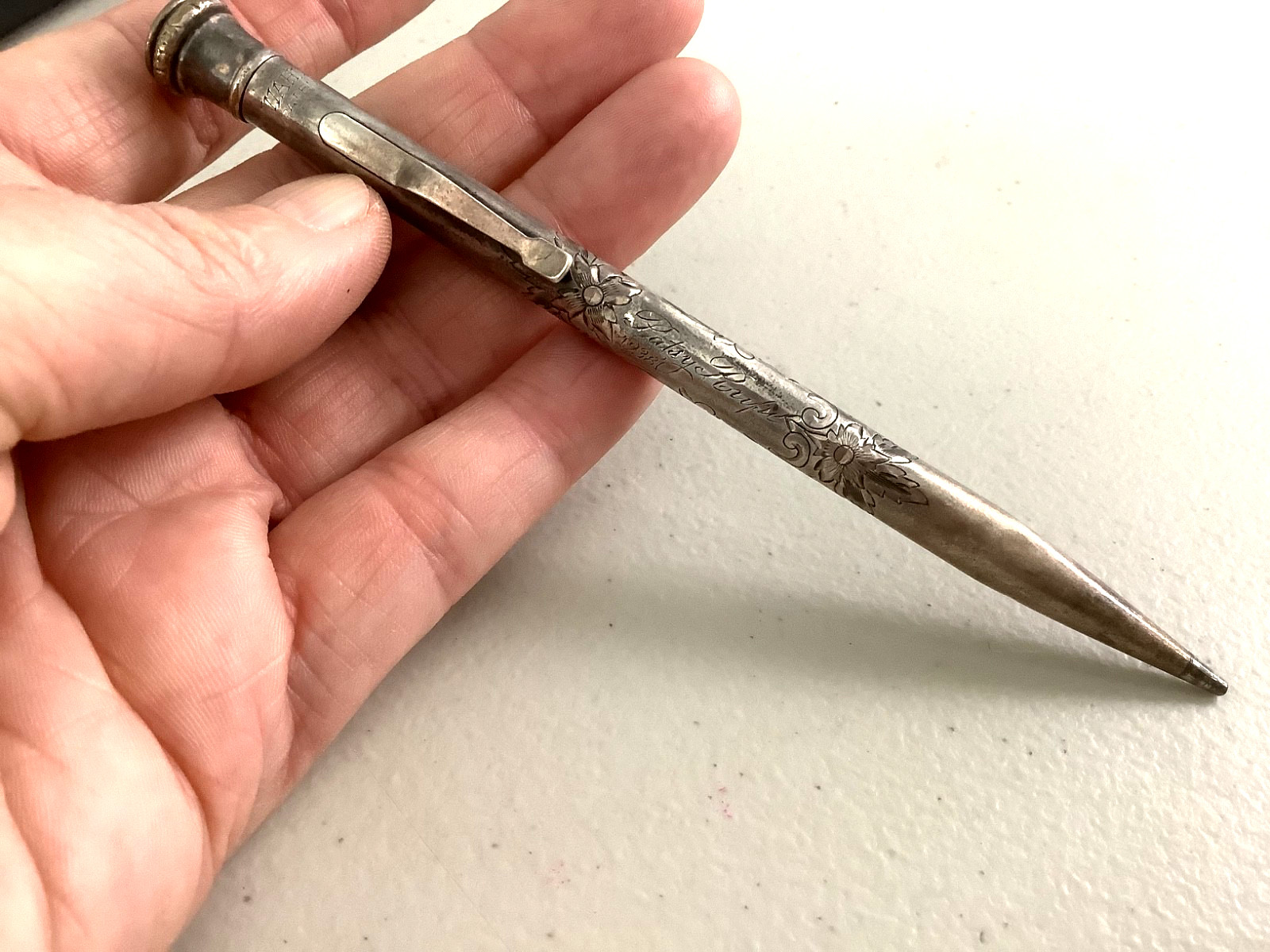 VTG 1938 Sterling Silver Wahl Ever Sharp Mechanical Pencil engraved 5” 19.84g