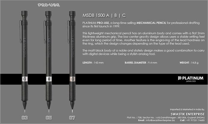 Platinum Pro-Use Series – 0.5mm (Regular Grip) Mechanical pencil new box