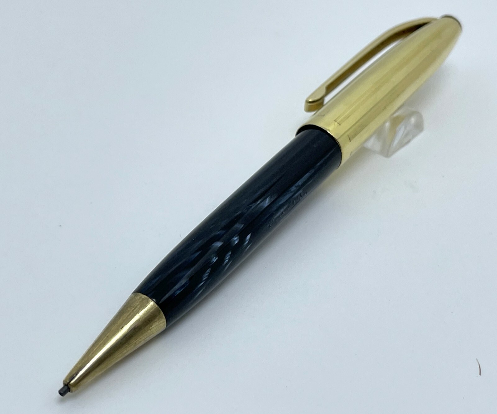 Antique Titania Gold Filled Cap Blue Celluloid Mechanical Pencil – 1950’s Italy