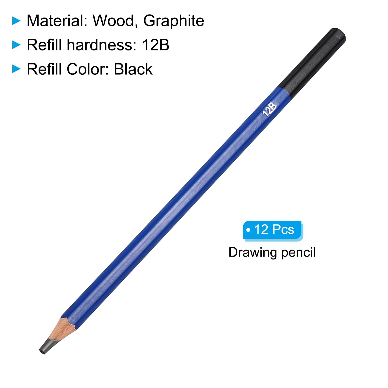 PATIKIL 12B Drawing Pencils, 12PCS Sketch 1 Count (Pack of 1), Blue Black