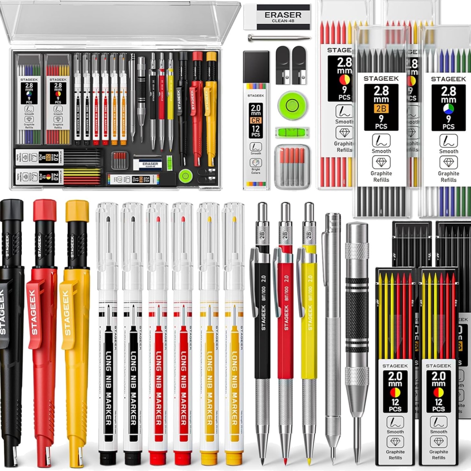36 Pack Carpenter Pencil Set with Sharpener, Mechanical Carpenter Pencils wit…