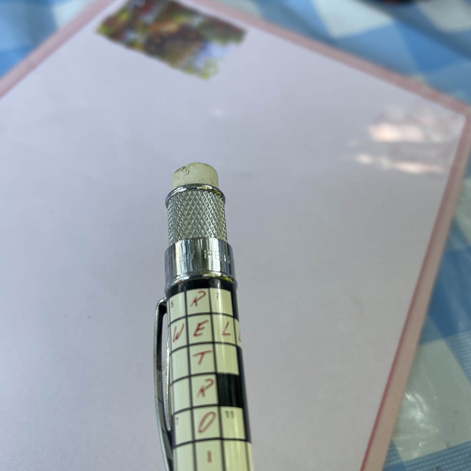 Retro 51 Tornado Mechanical Pencil featuring a crossword puzzle