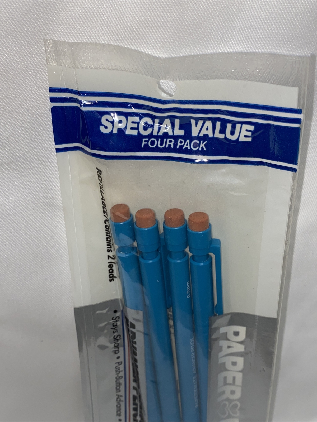 (4) VINTAGE 1985 GILLETTE PAPER MATE ADVANCER PENCIL 0.7 MM FINE POINT TEAL