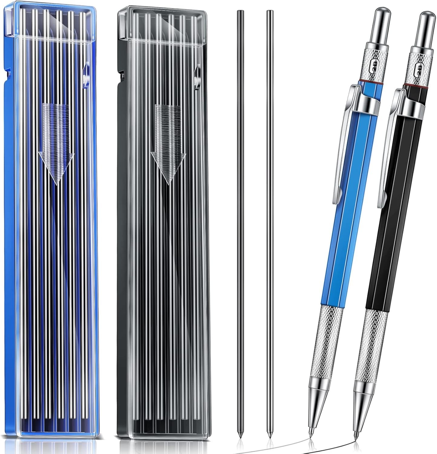 2 Pcs Welders Pencil with 12 Pcs Round Refills Mechanical Pencils Metal Welding