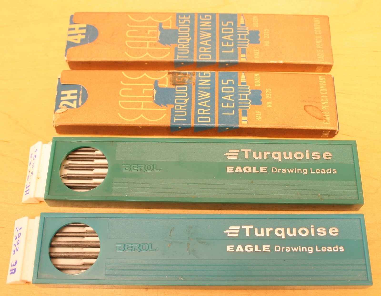 Lot Of 36 Vintage Eagle Turquoise 2.0MM Drafting Pencil Leads, 2H, 3H, 4H & 3B
