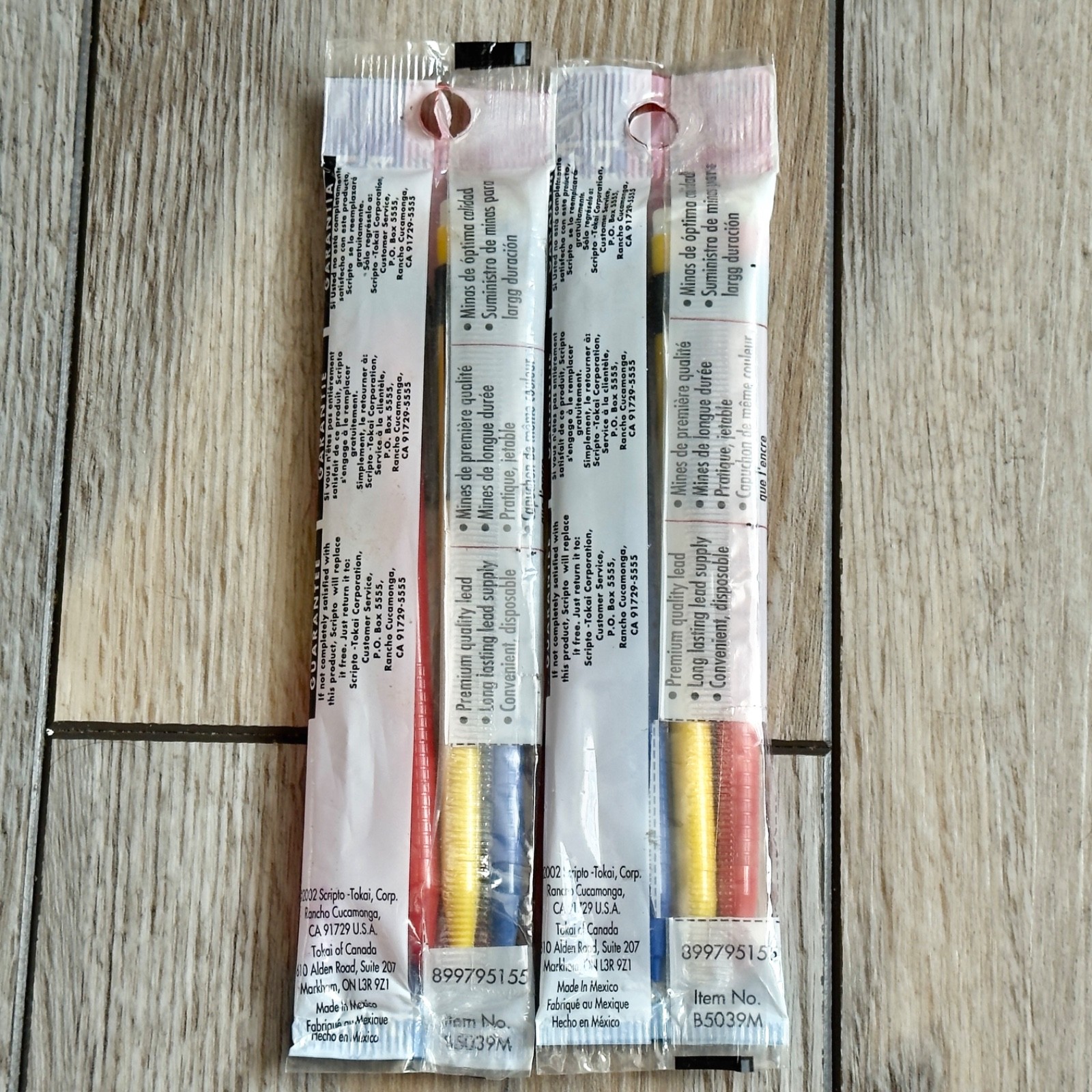 Scripto Mechanical Pencil .7mm No. 2 B5039M 25424 Red Yellow Blue 3 Pack x 2
