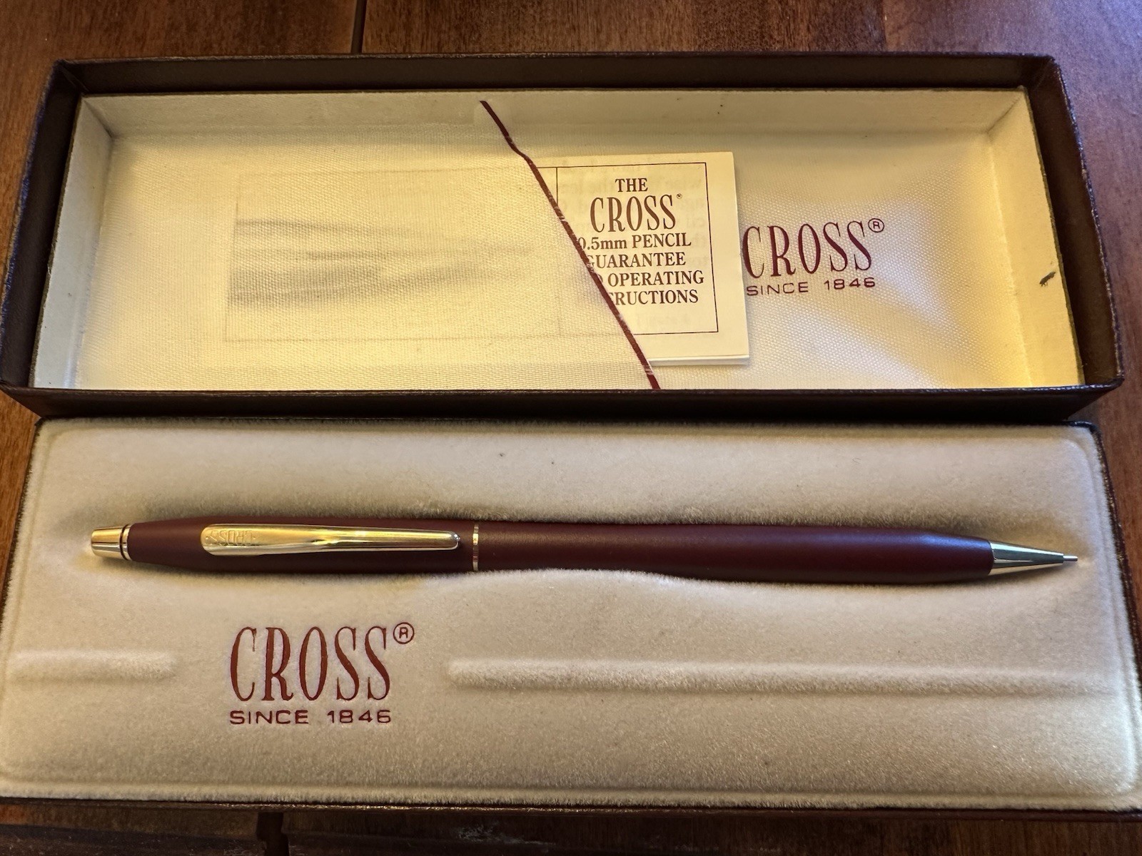 Cross Ladies Century 0.5mm Pencil Burgundy W/ Gold Design Made In USA New In Box