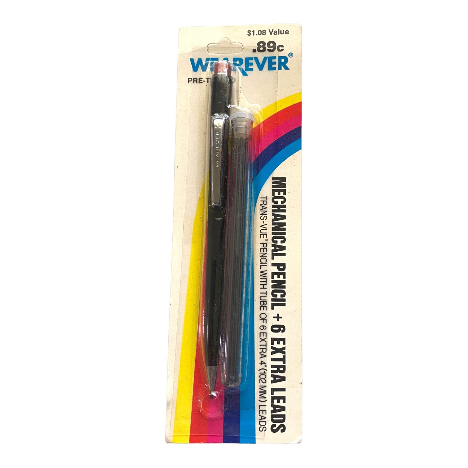 Vtg 1970’s WEAREVER Black Trans-Vue Mechanical Pencil w/6 Extra Leads NIP