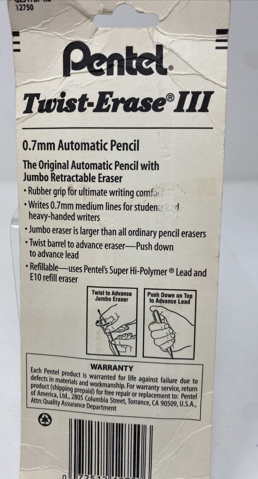 Pentel Twist Erase Mechanical Pencils 0.7mm with Twist Up Eraser