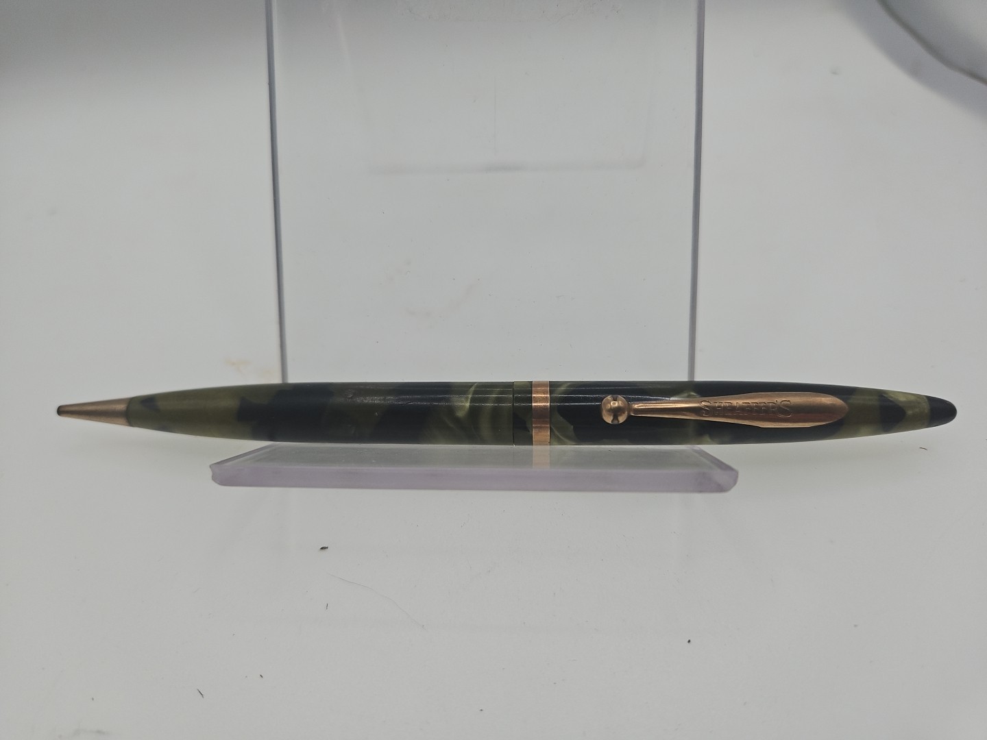 VINTAGE SHEAFFER GREEN Black MARBLE Retractable PENCIL