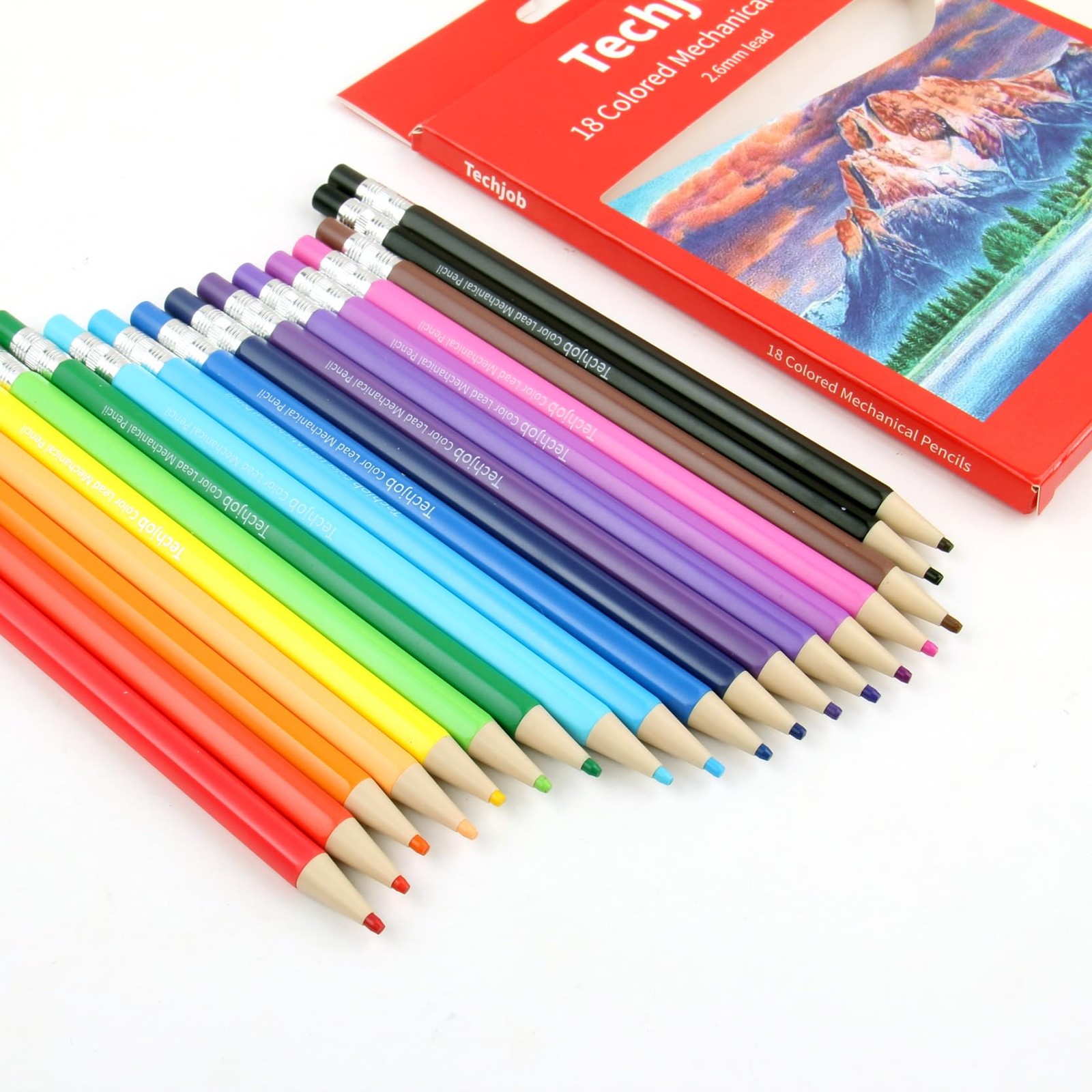 18 PCS Colored Mechanical Pencil 2.6mm Coloring Drawing Art Pencils Supplies
