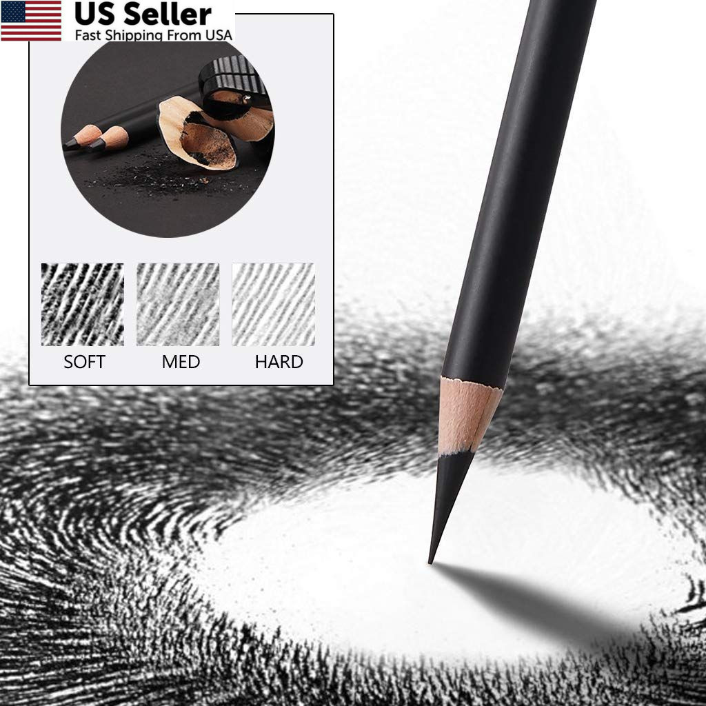 MARKART Professional Charcoal Pencils Drawing Set 10 Count (Pack of 1), Black