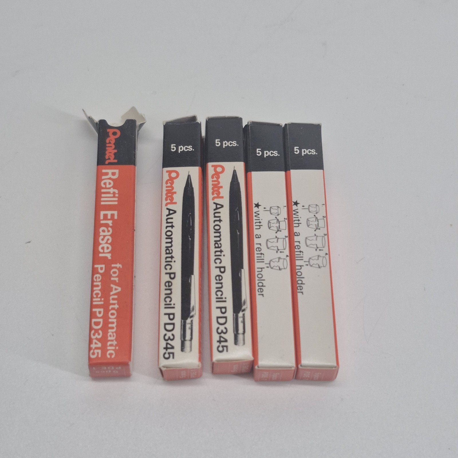 Vintage Pentel PD345 Automatic Pencil Refill Erasers Lot Of 5 24 Total Erasers