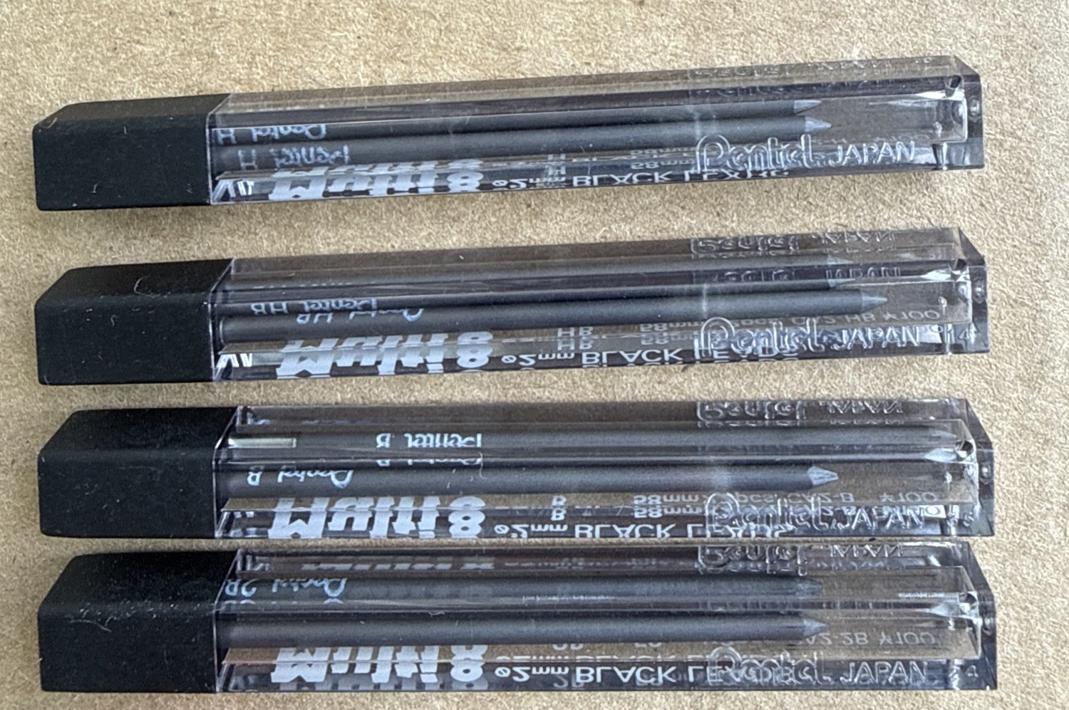 Pentel Multi8 2mm Color Leads 2x58mm LOT of 8 Tubes Refill Black Red Blue