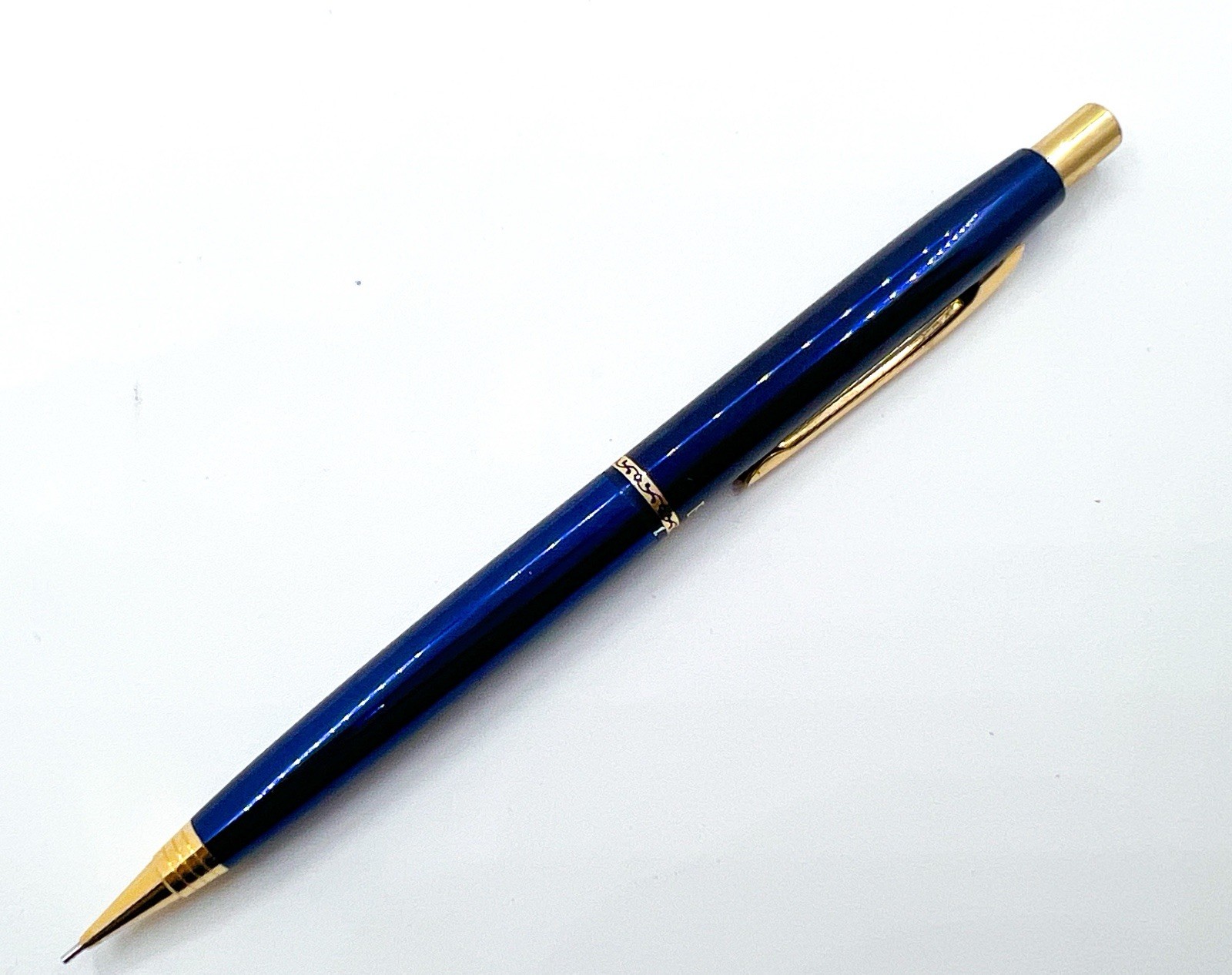 Platinum Bonito Mechanical Pencil 0.5 mm Blue Gold Trim Push Cap Functional