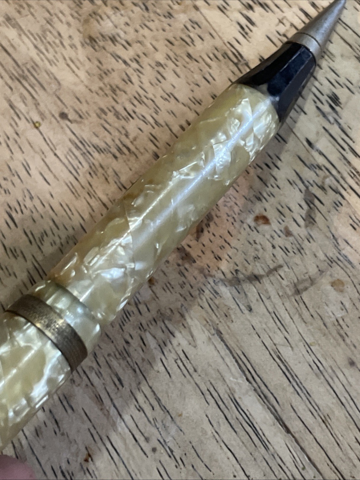 Vintage Fountain Pen WearEver Durex? Cream Mother of Pearl Celluloid AS IS