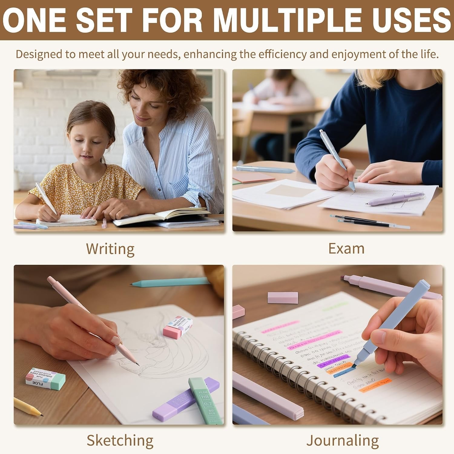 All-in-One 62PCS School Essentials: Preppy Stationary with Large Pencil Case