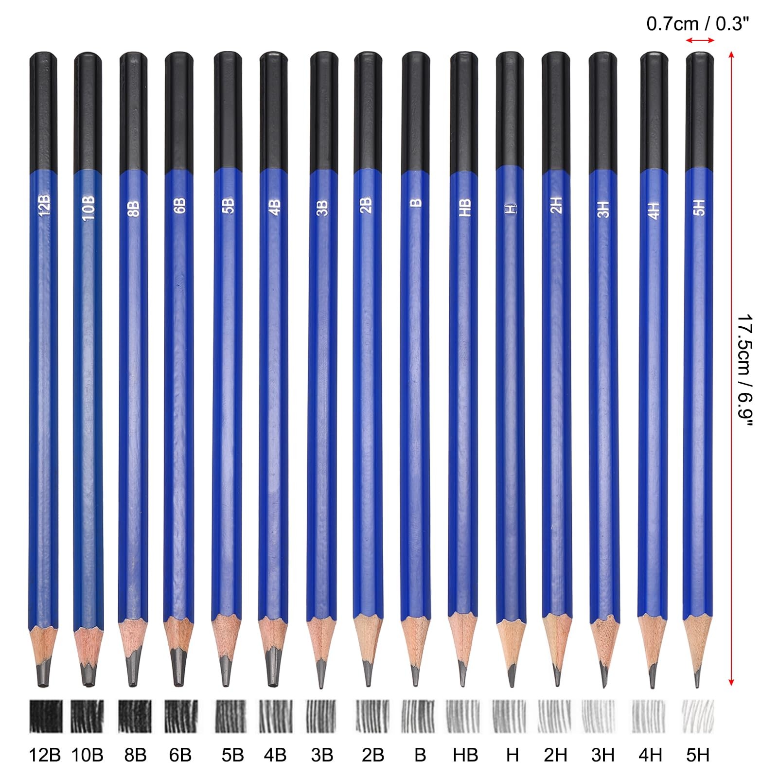 PATIKIL 2B Drawing Pencils for Sketching, 1 Count (Pack of 1), Blue Black