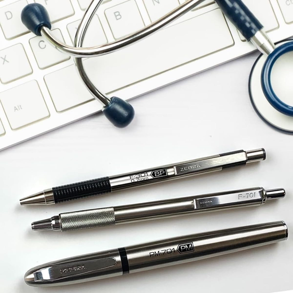 Zebra Pen Stainless Steel Writing Set, M-301 Mechanical Pencil and F-301 0.7Mm B