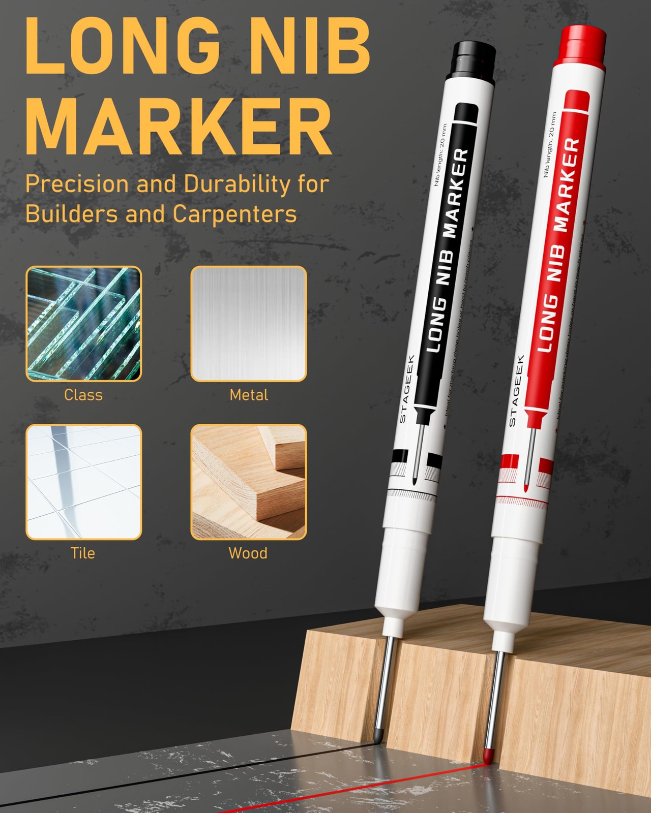 17 Pack Mechanical Carpenter Pencil Set with Sharpener 40 Red+Black(17pcs)