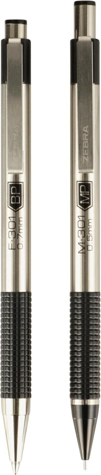 Stainless Steel Writing Set, M-301 Mechanical Pencil and F-301 0.7mm Ballpoin…