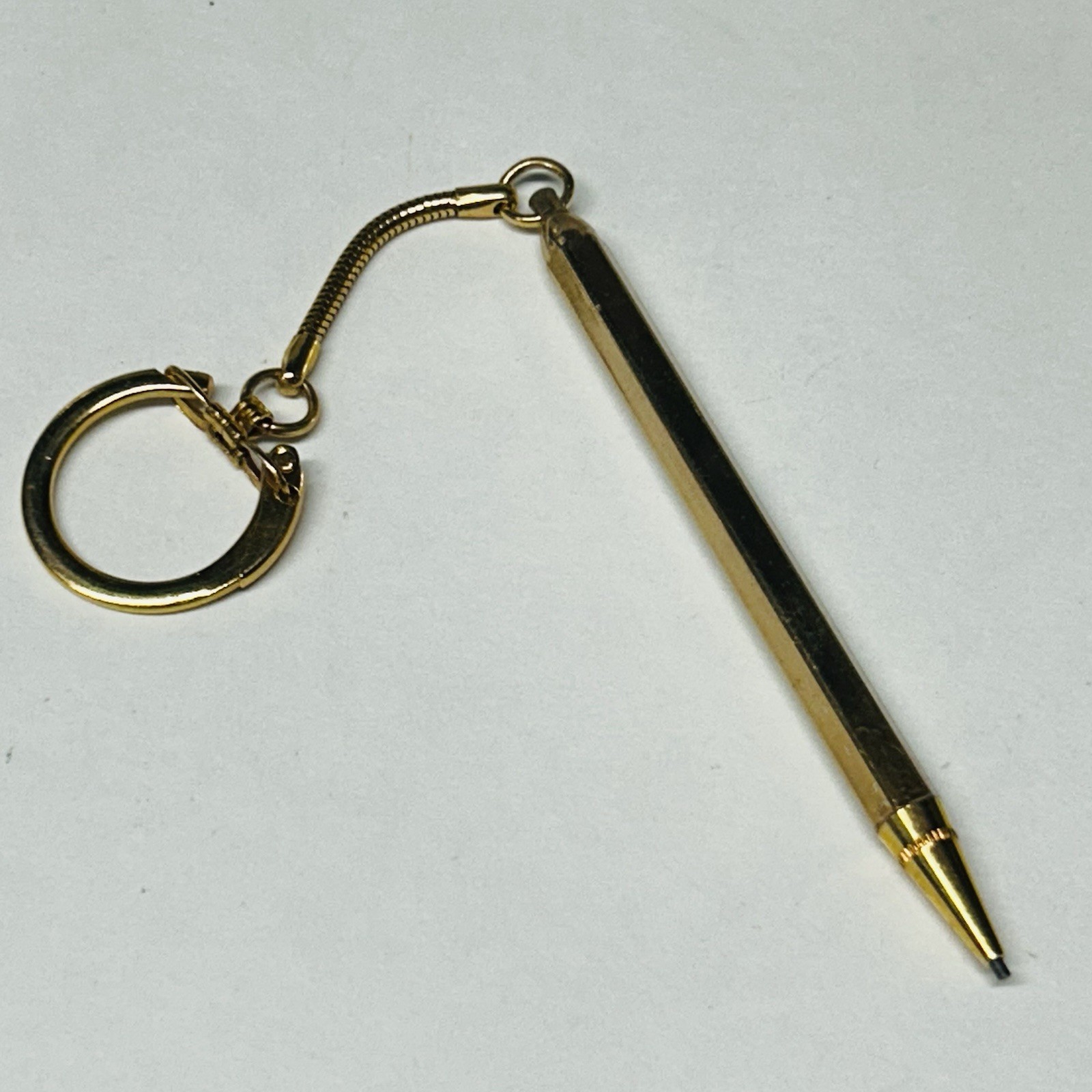 Vintage Goldtone Retractable Mechanical Pencil Keychain