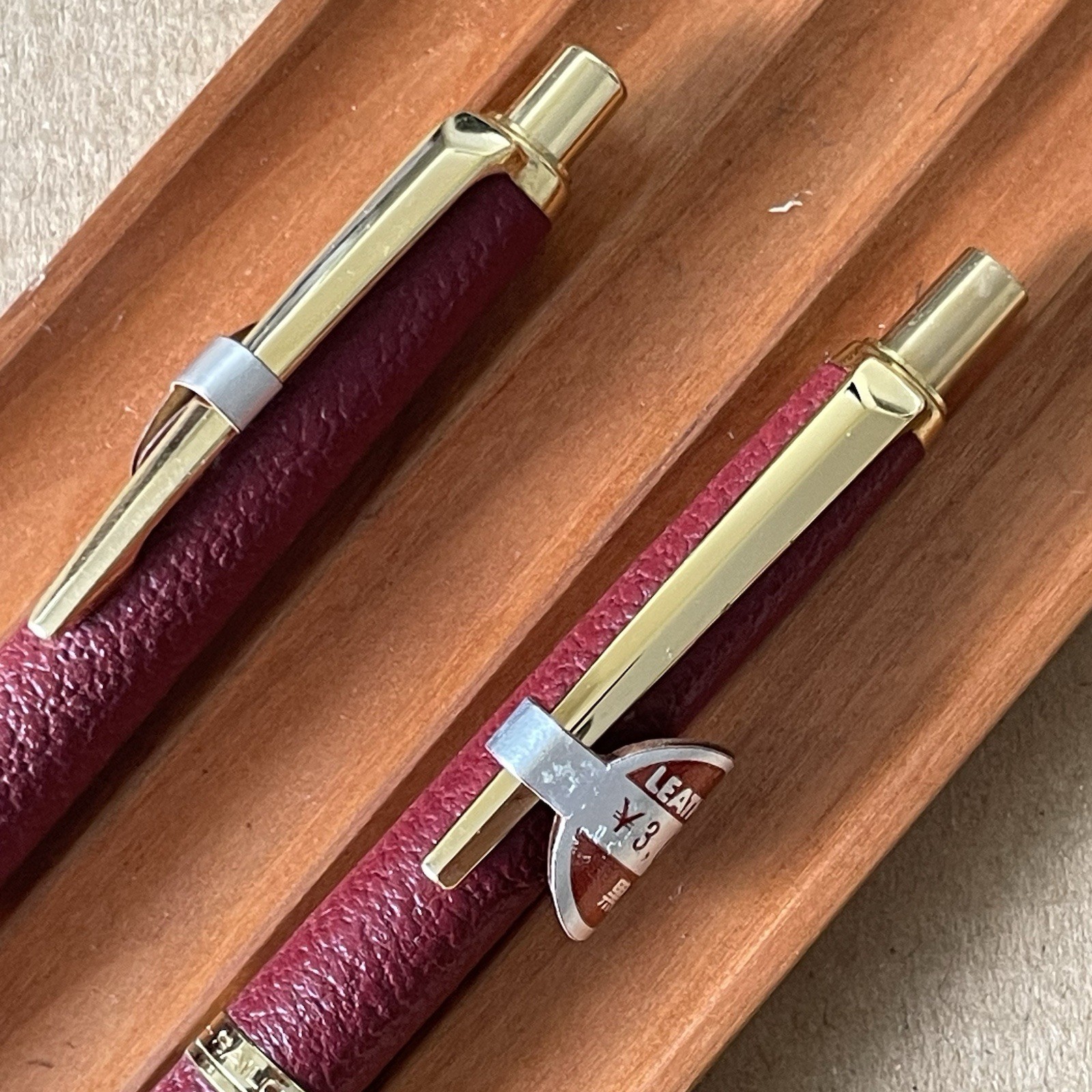 Sailor Mechanical Pencil Ballpoint Pen Set of 2 Leather Barrel Made in Japan