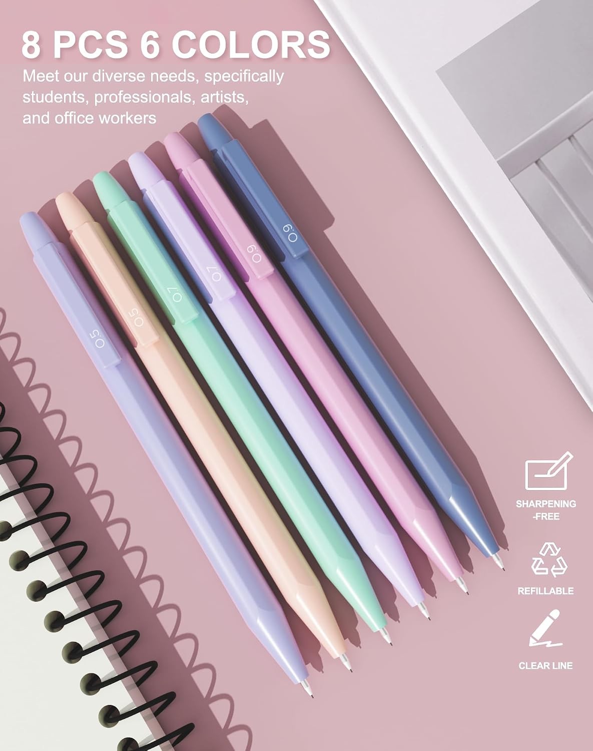 20PACK Mechanical Pencil, 8Pcs 0.5 0.7mm Mechanical Pencils Set With Eraser