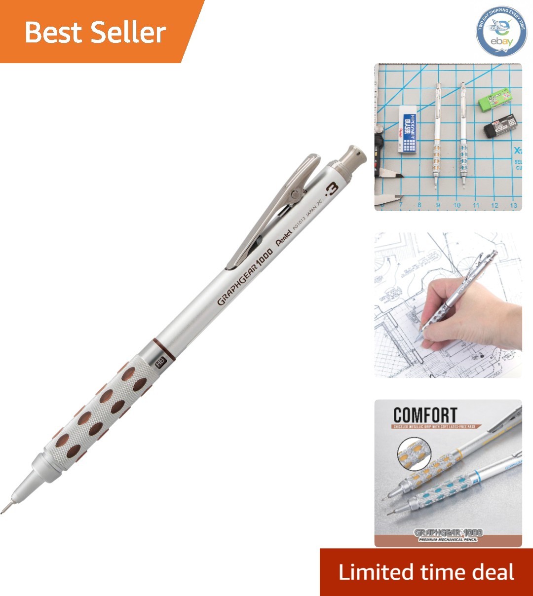 Precision Drafting Pencil GraphGear 1000 0.3mm – Durable, Refillable & Ergonomic