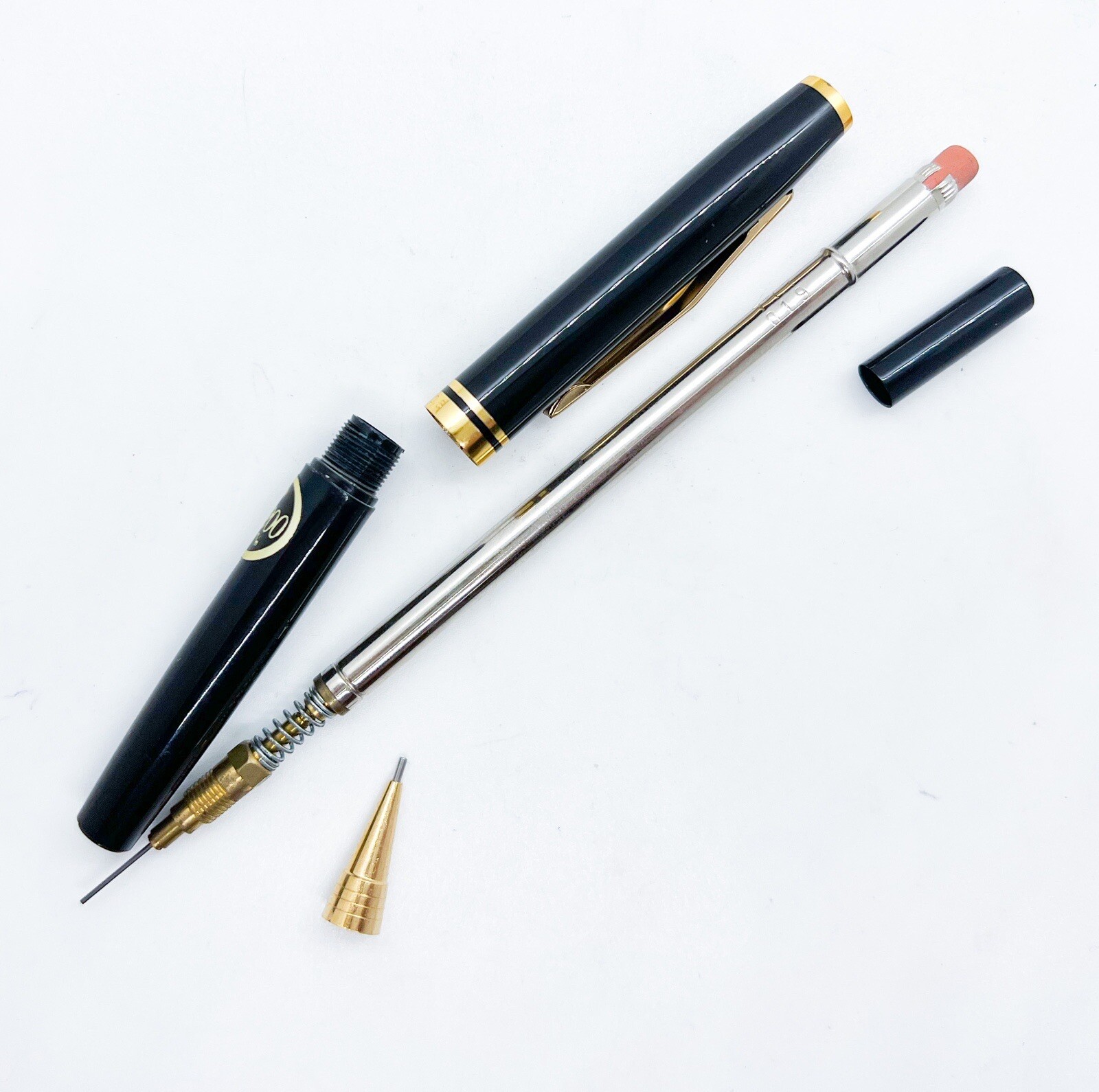 NOS platinum Mechanical Pencil 0.5mm Black Gold Color Fully Functional Japan