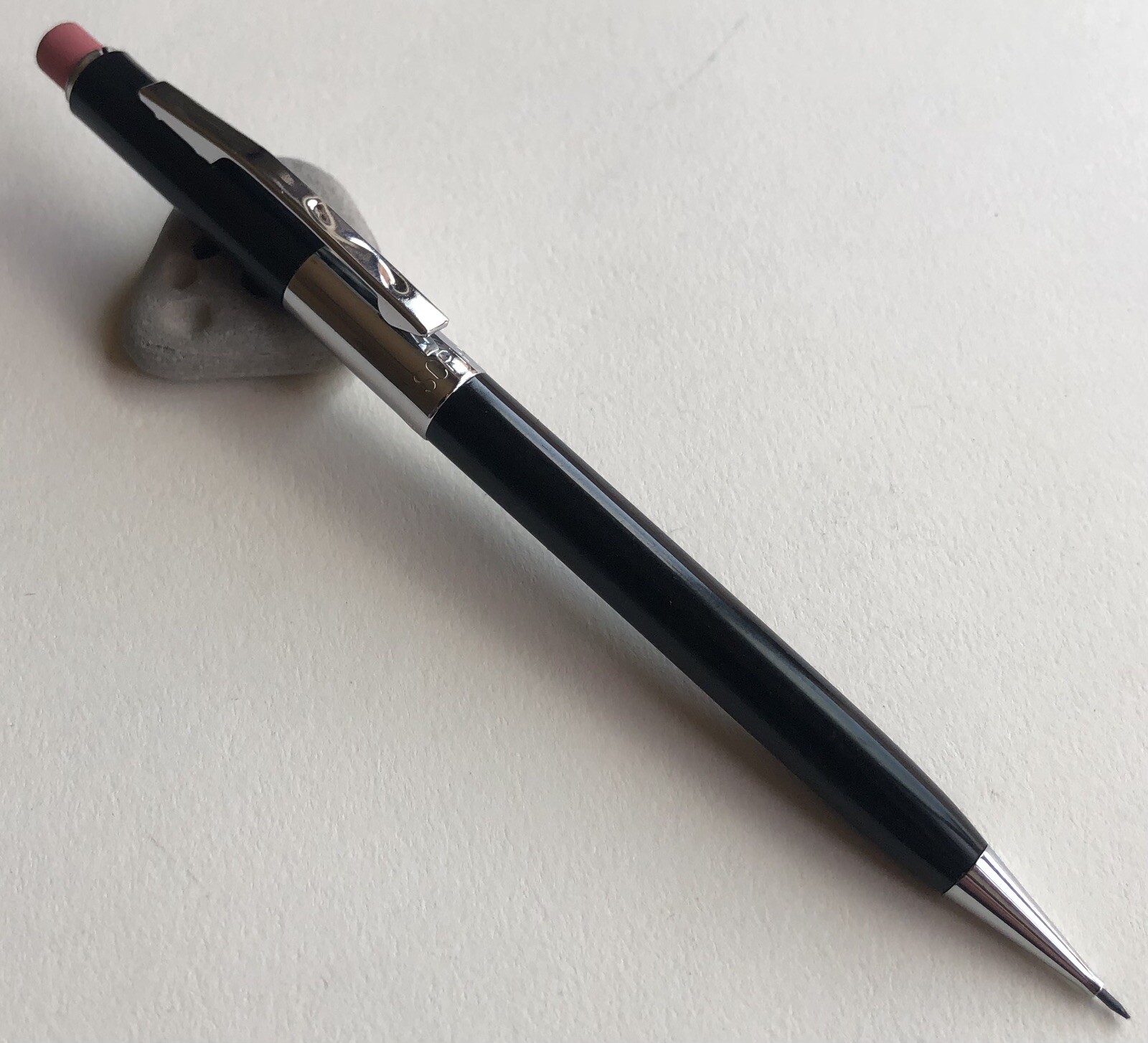 Vintage SCRIPTO Mechanical Pencil NOS .9mm Chrome Trim Black Barrel