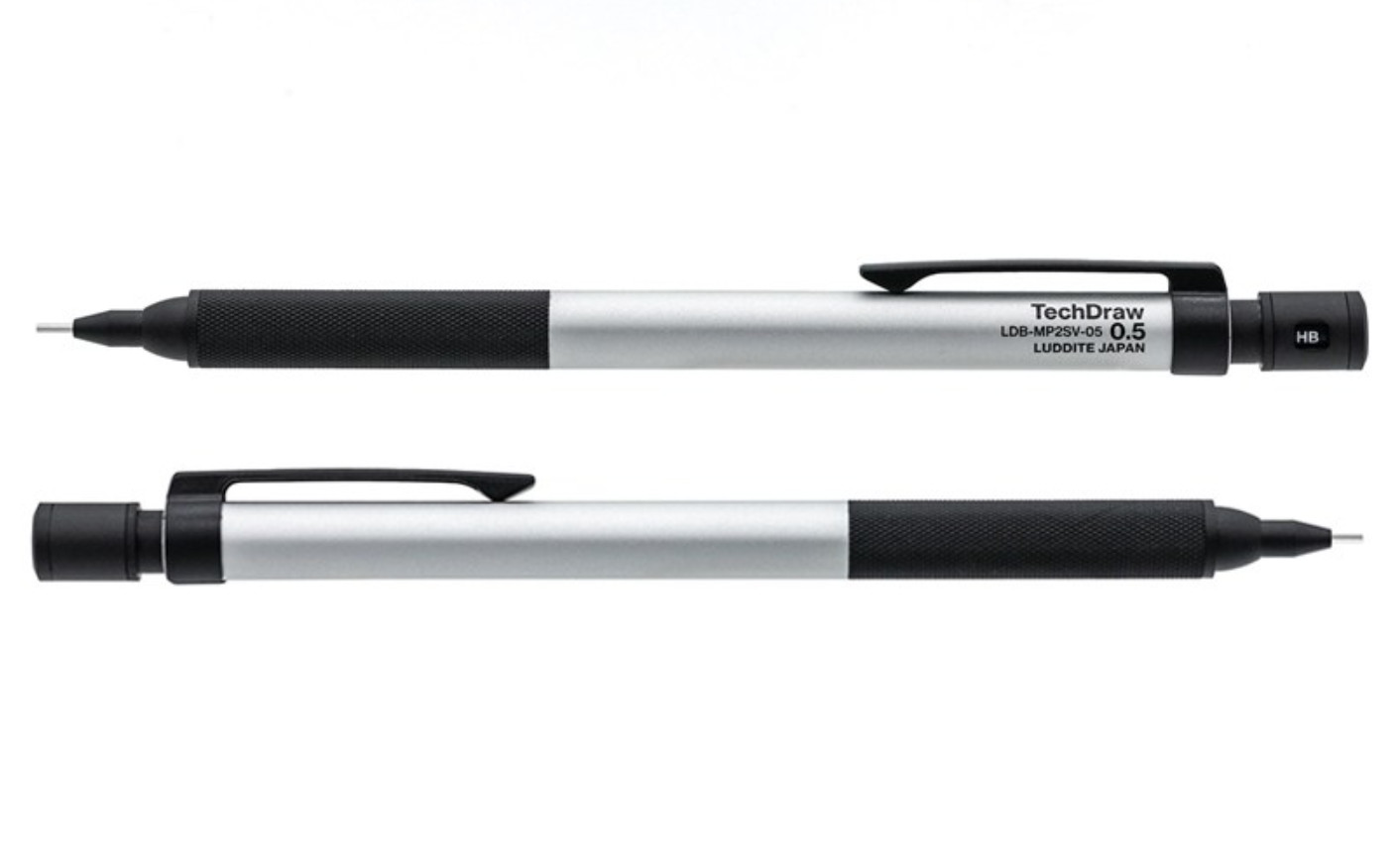 Drafting Pencil Luddite Tech Draw 2 Knock Type Mechanical Pencil BLACK & SILVER