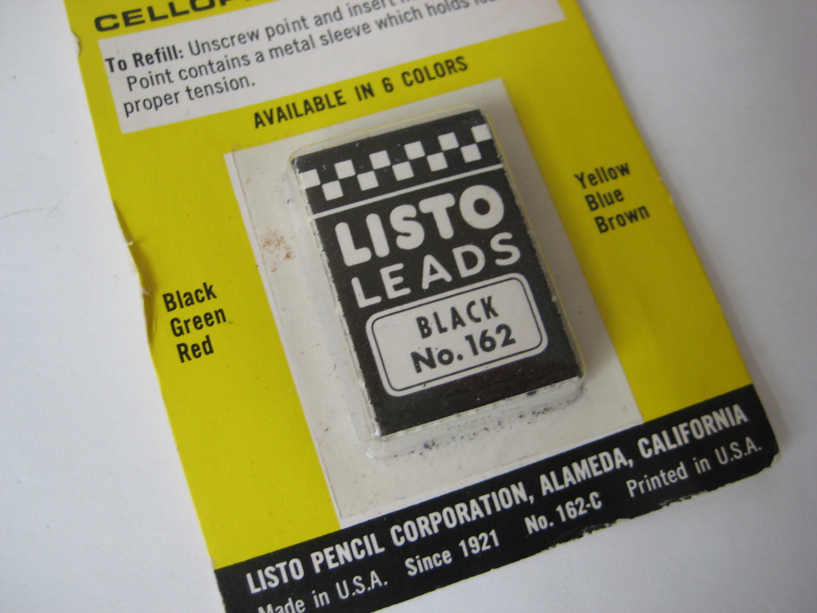 vtg Listo Lead REFILL Black No 162 retro marking retro mechanical pencil No 1620