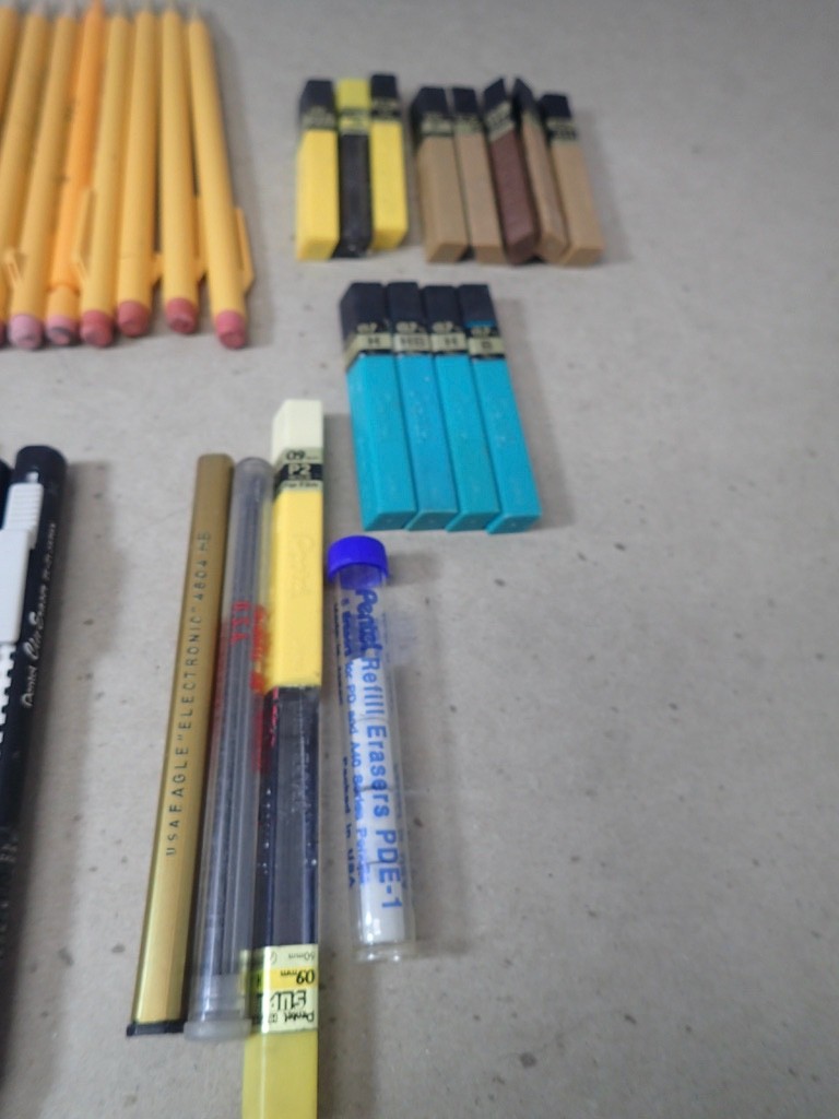 Large Lot Vintage Pencil Lead Holders, Mechanical Pencils & Eraser Pens