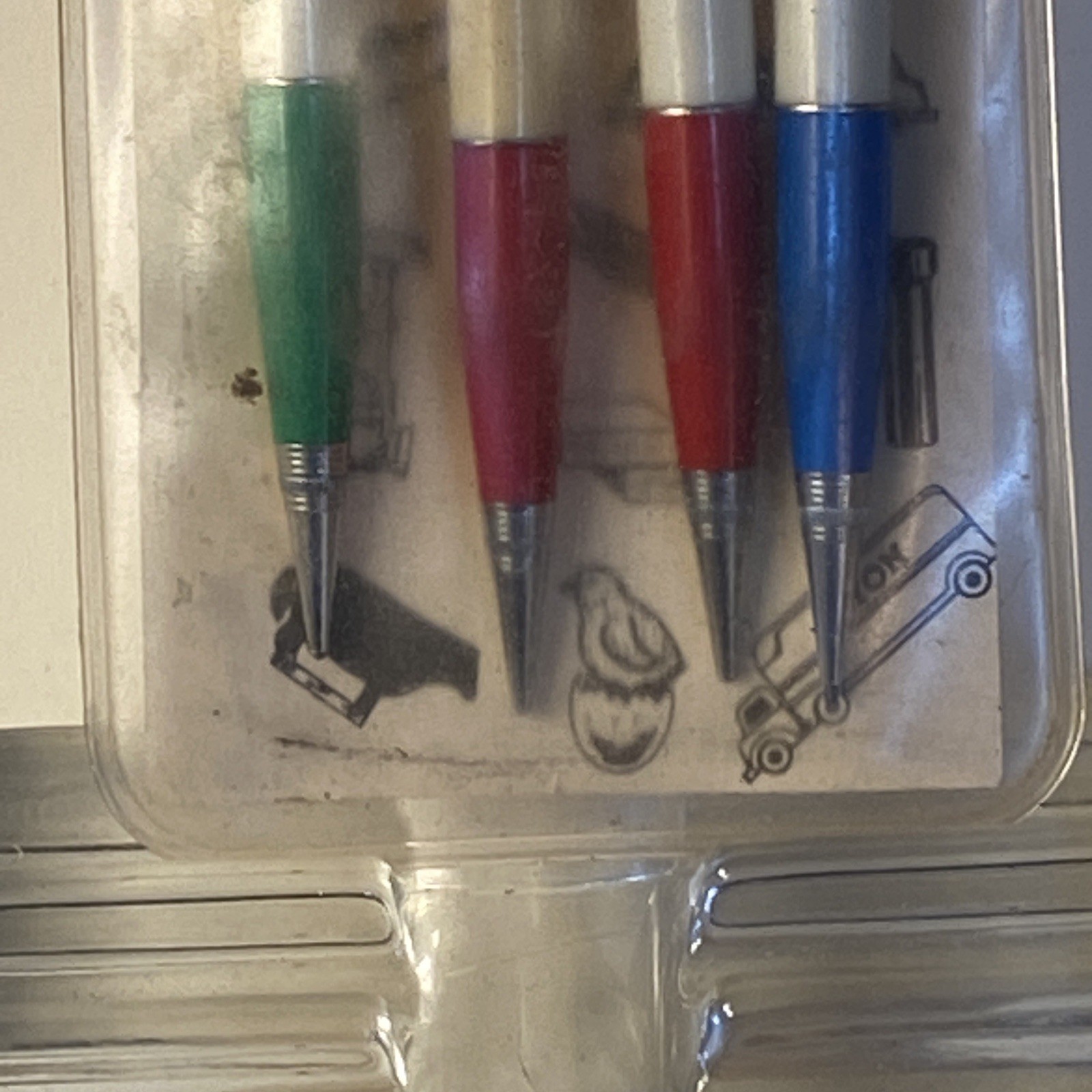 Ritepoint Salesmen Sample 4 Pack Pencils c1950 Floating Chick Bowling Flour 60’s