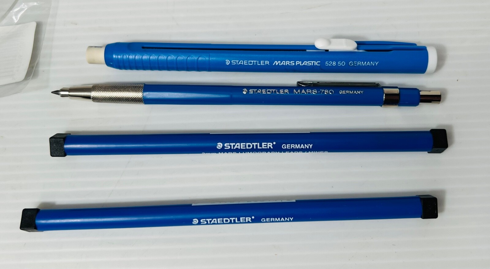 Staedtler mechanical pencil Lot Mars 780 w/ 2 tubes of Leads, Eraser & stencil
