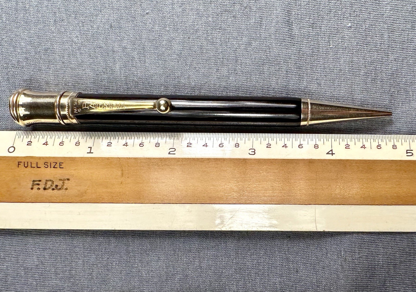 Vintage Parker Duofold Mechanical Pencil Gleaming Black Gold Filled Trim