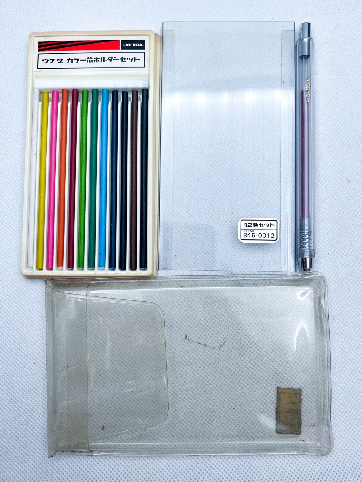 NOS uchida clutch pencil Holder drafting set with 12 colors refills Set