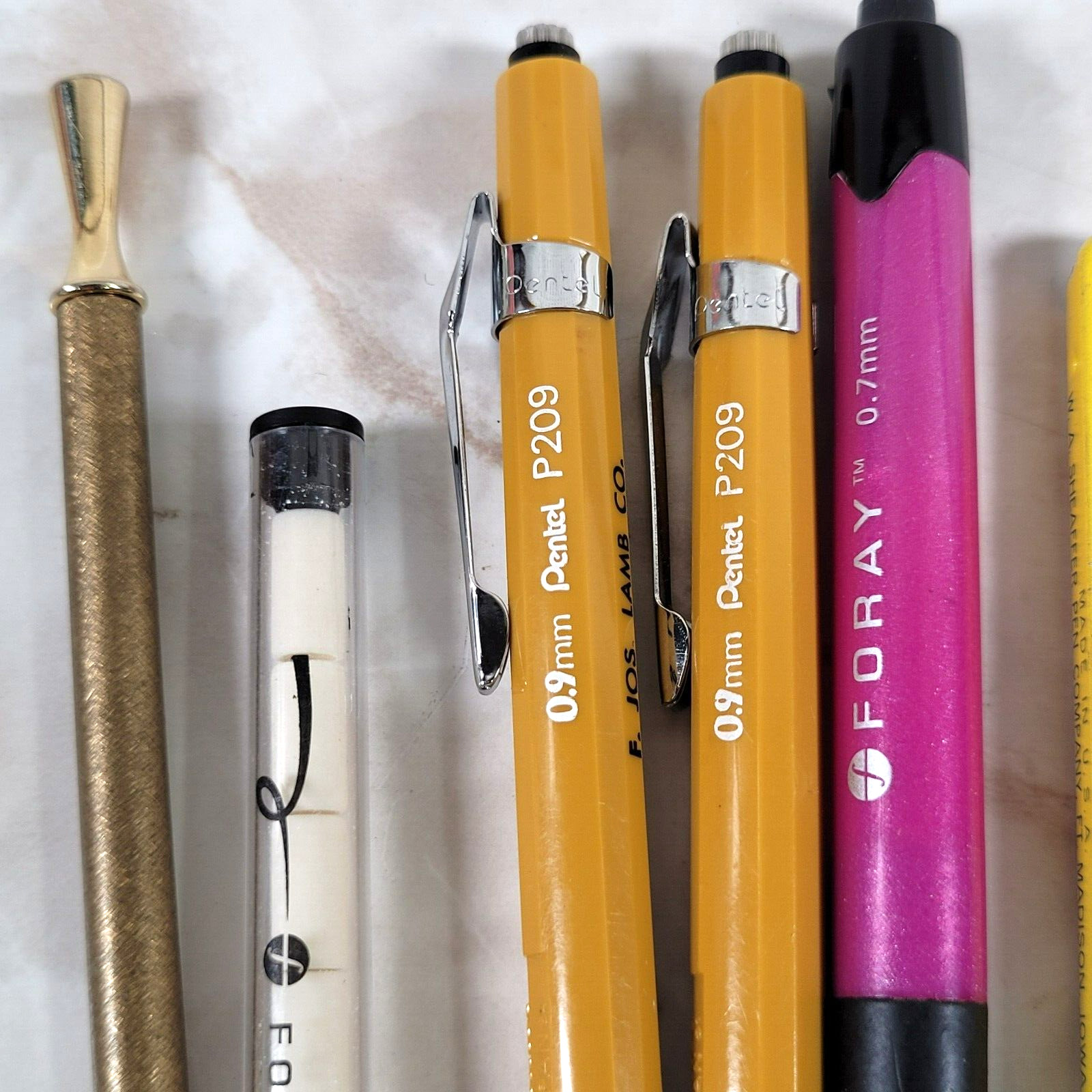 Lot Vintage Pencils Pentel P209, Foray, Shaeffer Leads, Erasers