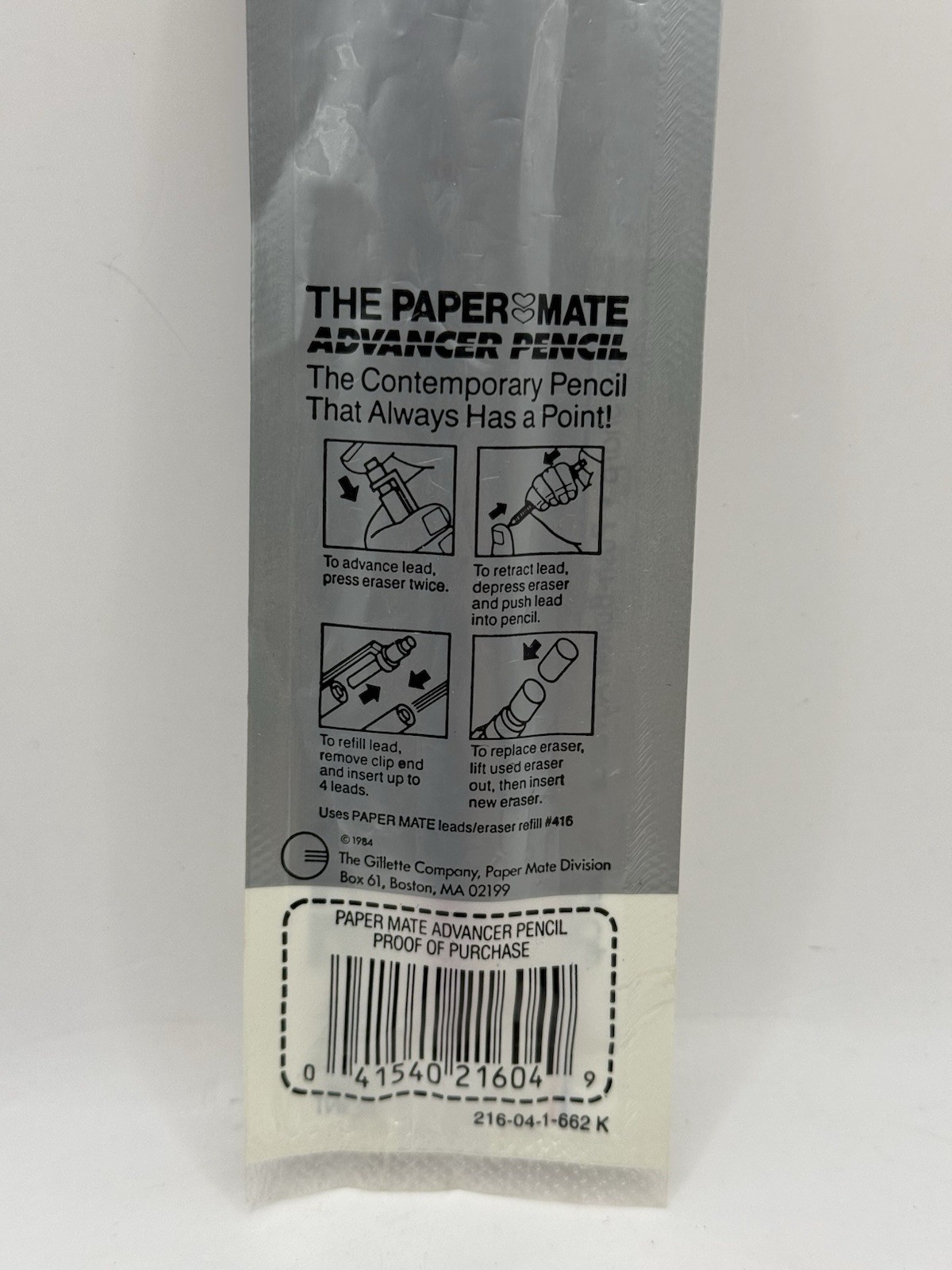 VTG 1985 GILLETTE PAPER MATE ADVANCER PENCIL 0.5MM EXTRA FINE POINT RED SEALED