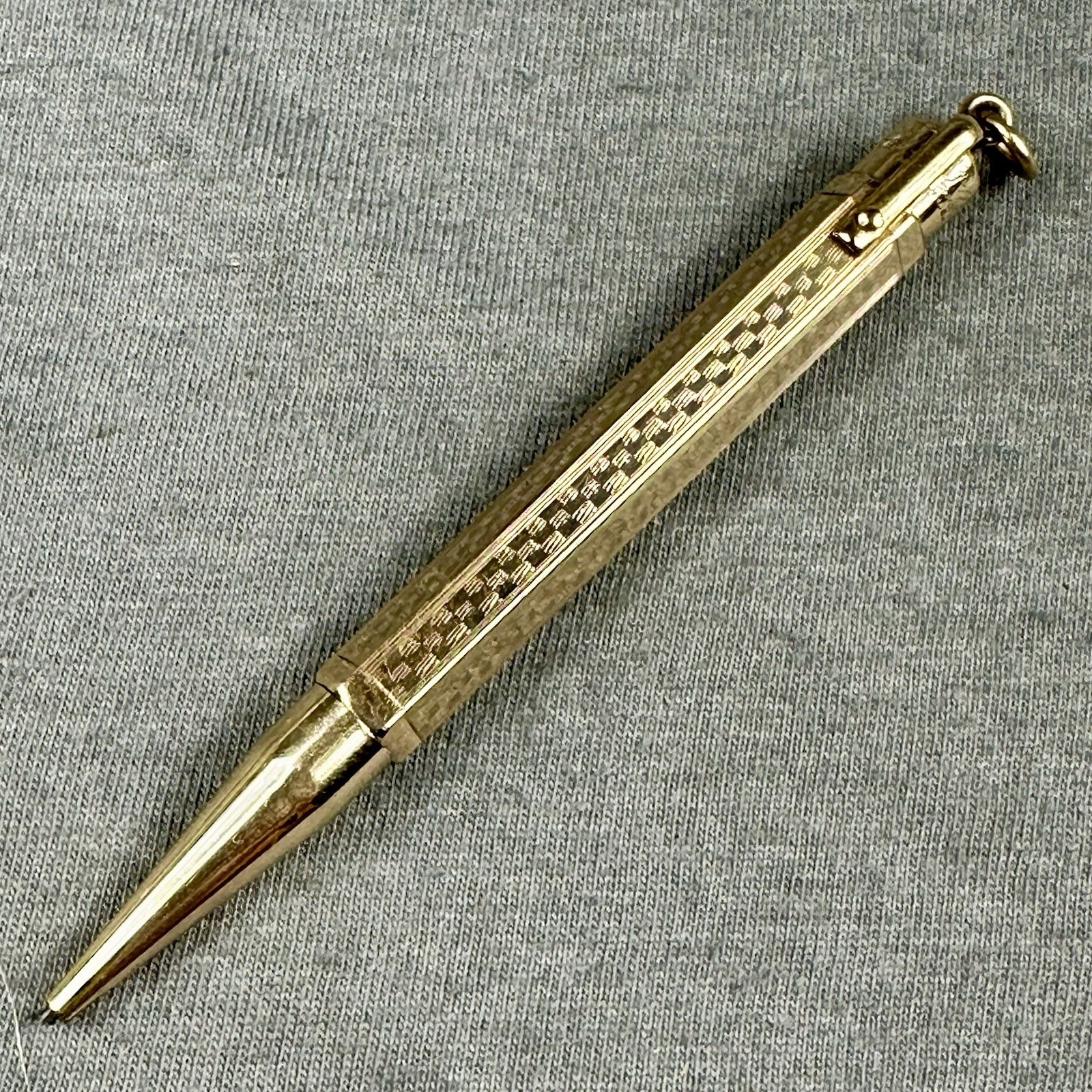 Mabie Todd & Co. Early Hexagonal Pencil Ring Top w/Bail Gold Filled Fyne Poynt