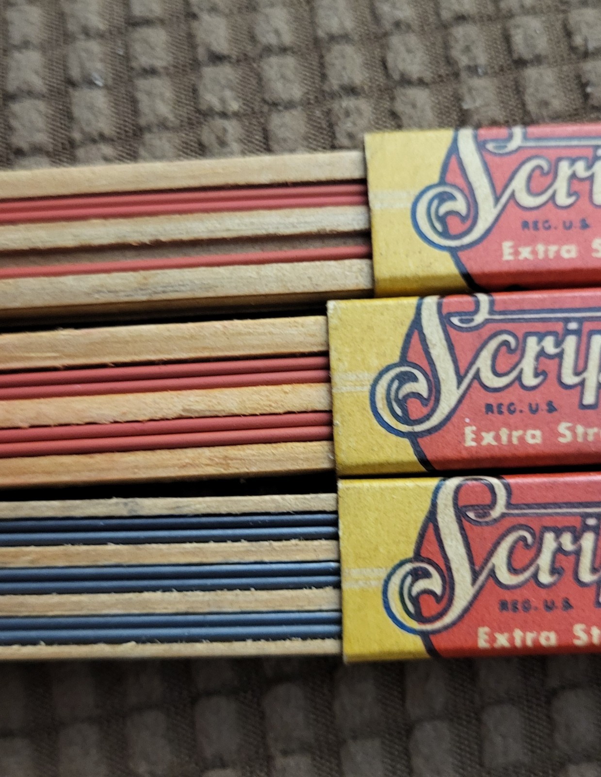 VINTAGE SCRIPTO Extra Strong Drawing Writing Long Lead Black no.130, 133 Red