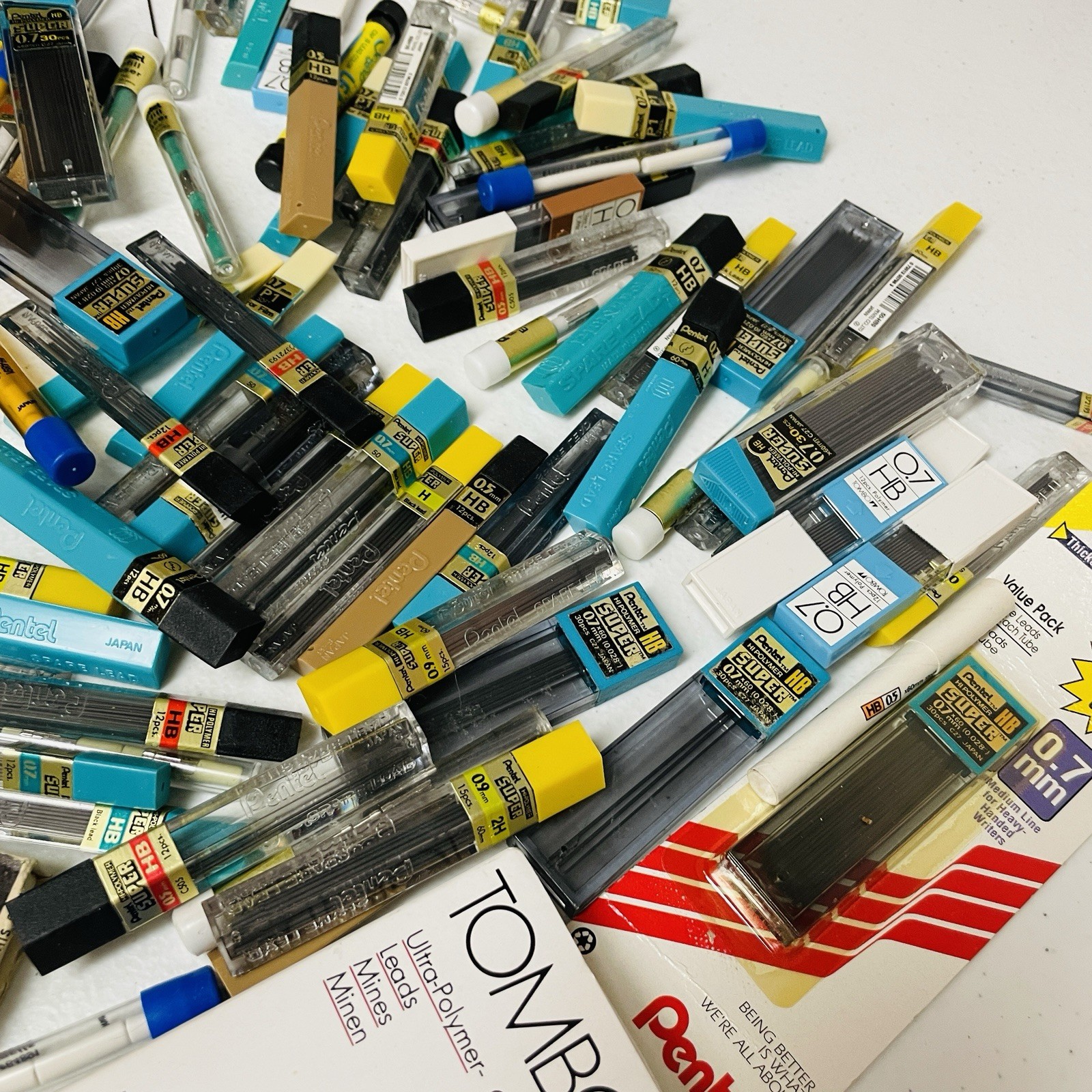 Huge Lot Pencil Leads Refill Hi Polymer Pentel & Erasers Super Mixed