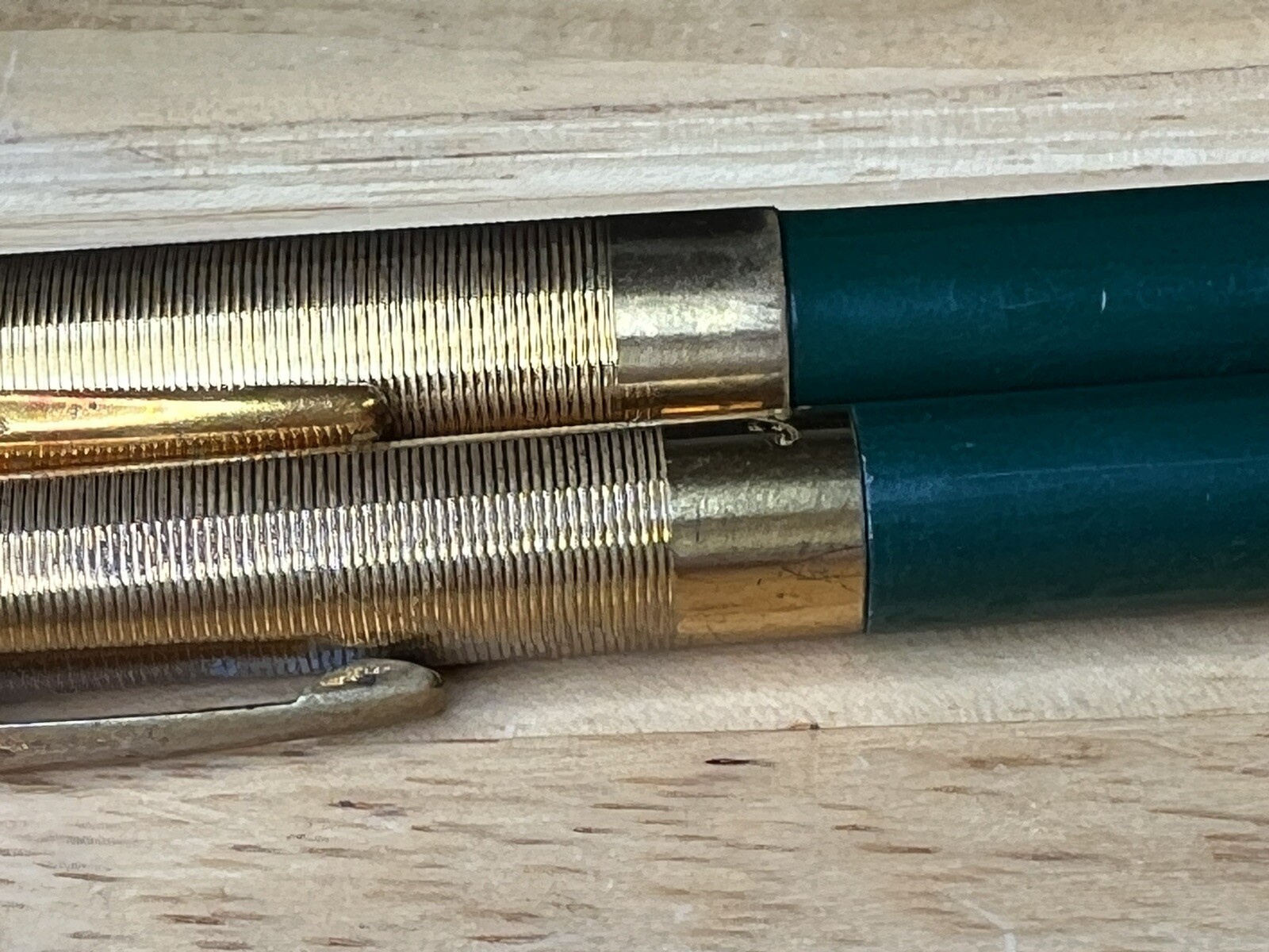 Vintage Sheaffer’s Fineline Green & Gold Twist Mechanical Pencil & Pen Set USA