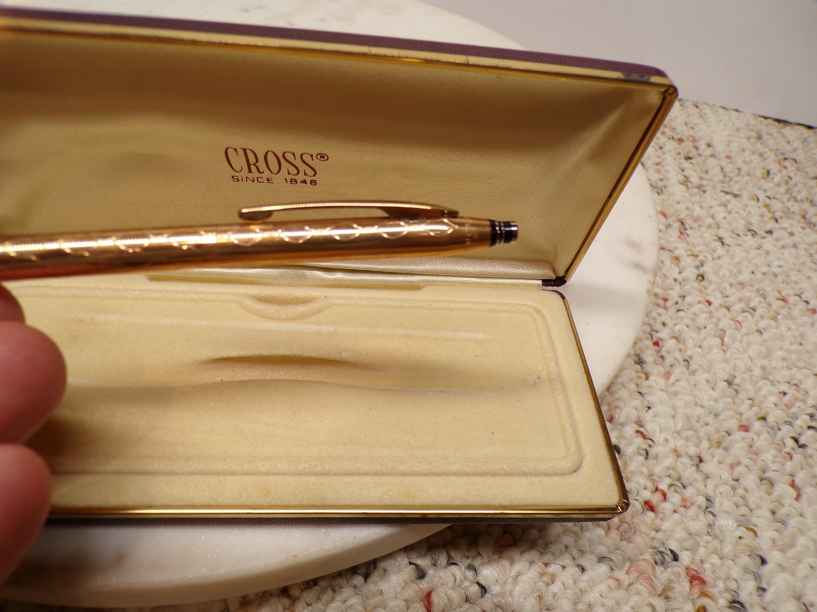 UNIQUE Design Working Cross Mechanical Pencil In Brown Case 1/20 14K Gold Fill