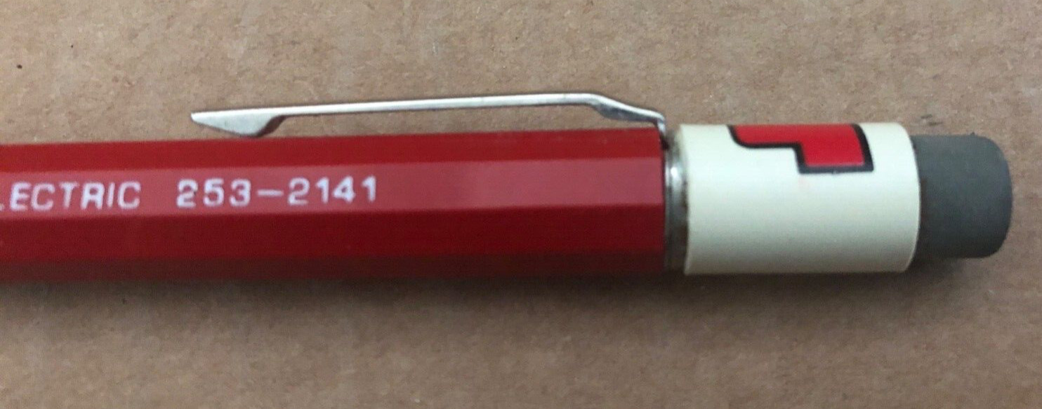 Vintage AUTOPOINT USA Mechanical Pencil SACKS ELECTRIC logo red white